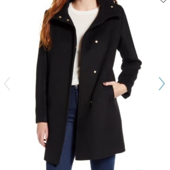 Cole Haan Wool Blend Coat NWT Black Sz 8 - Picture 2 of 9